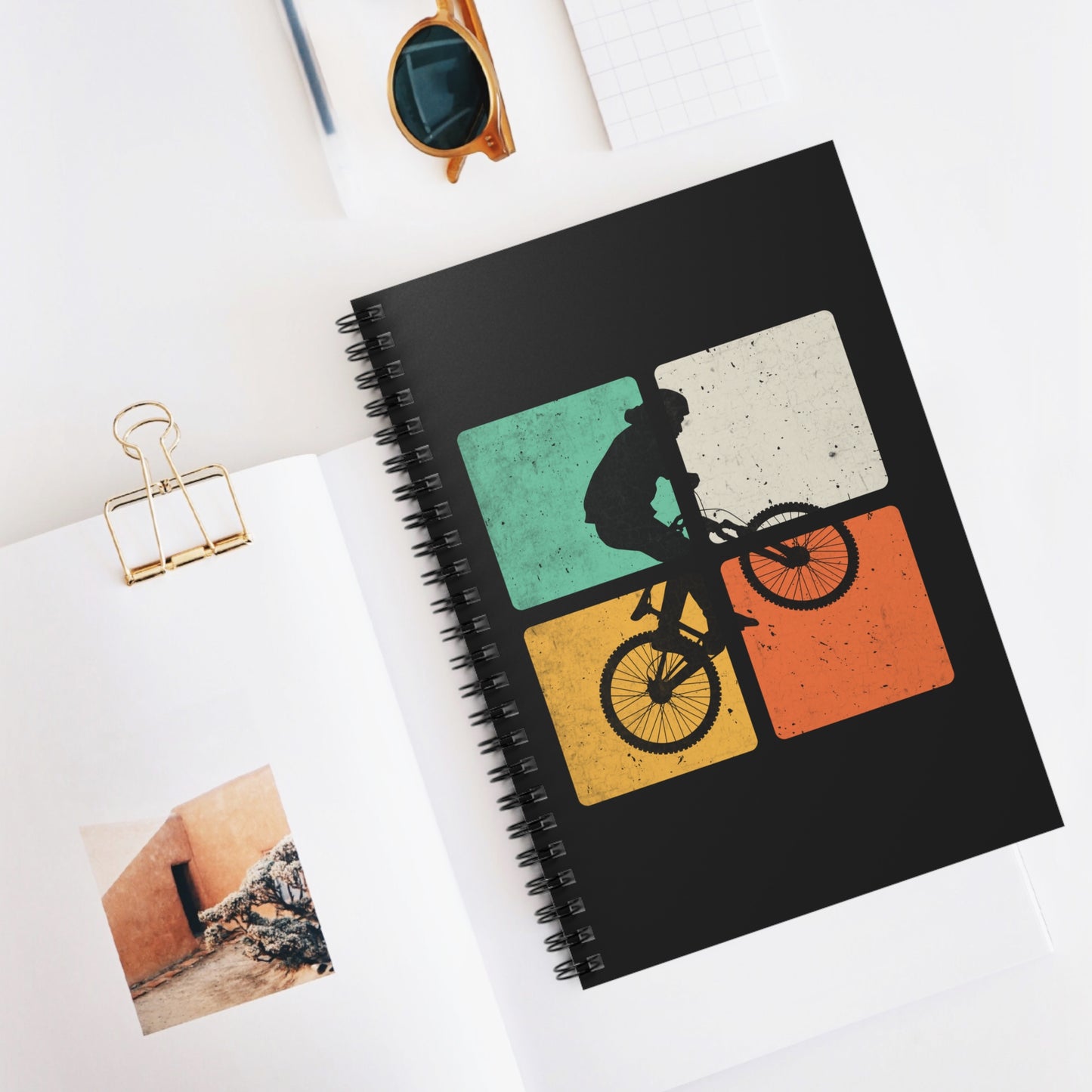 Cyclist Balance Spiral Notebook - Modern Cycling Writing Journal