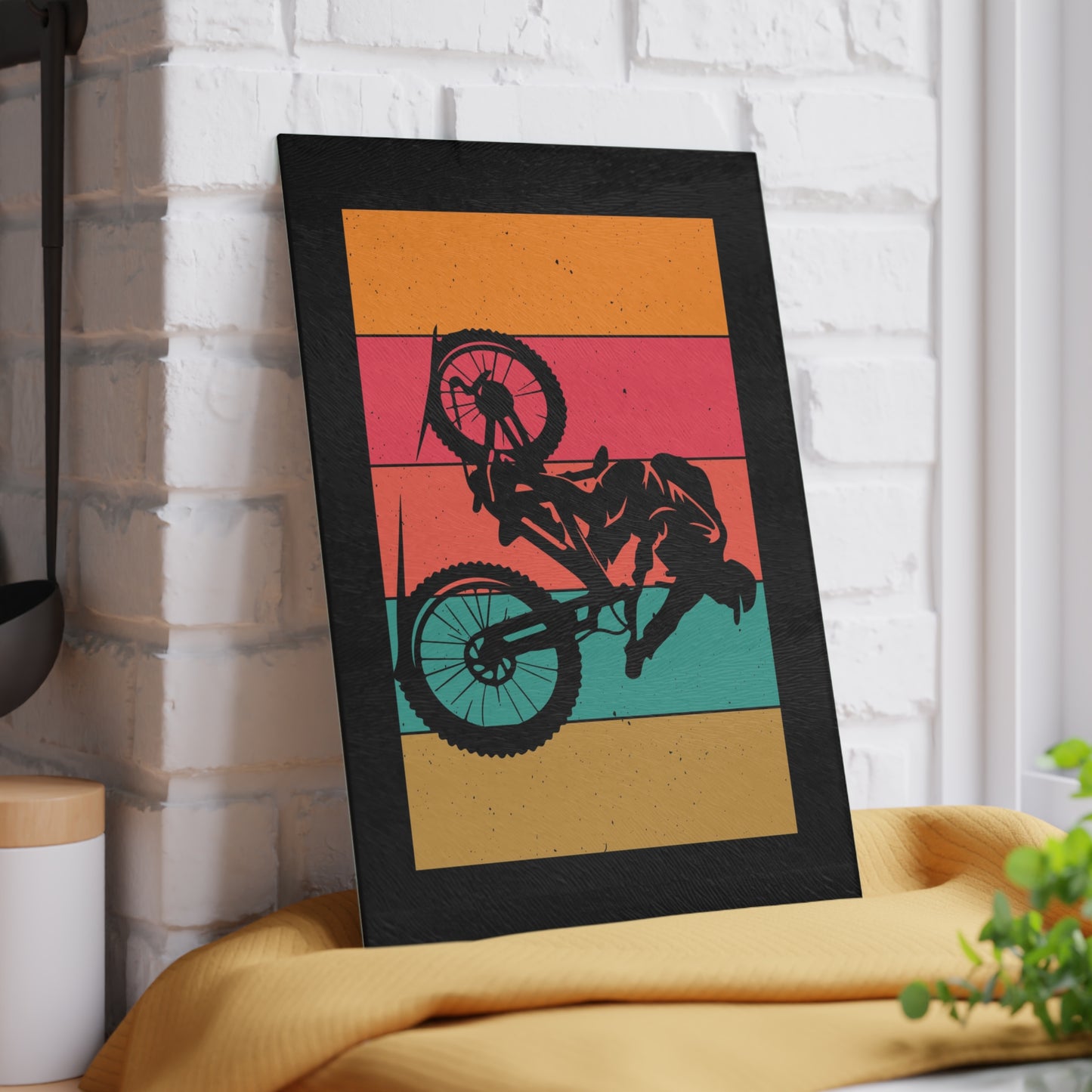 Ride to Clear Your Head - Retro Mountain Bike Glass Cutting Board
