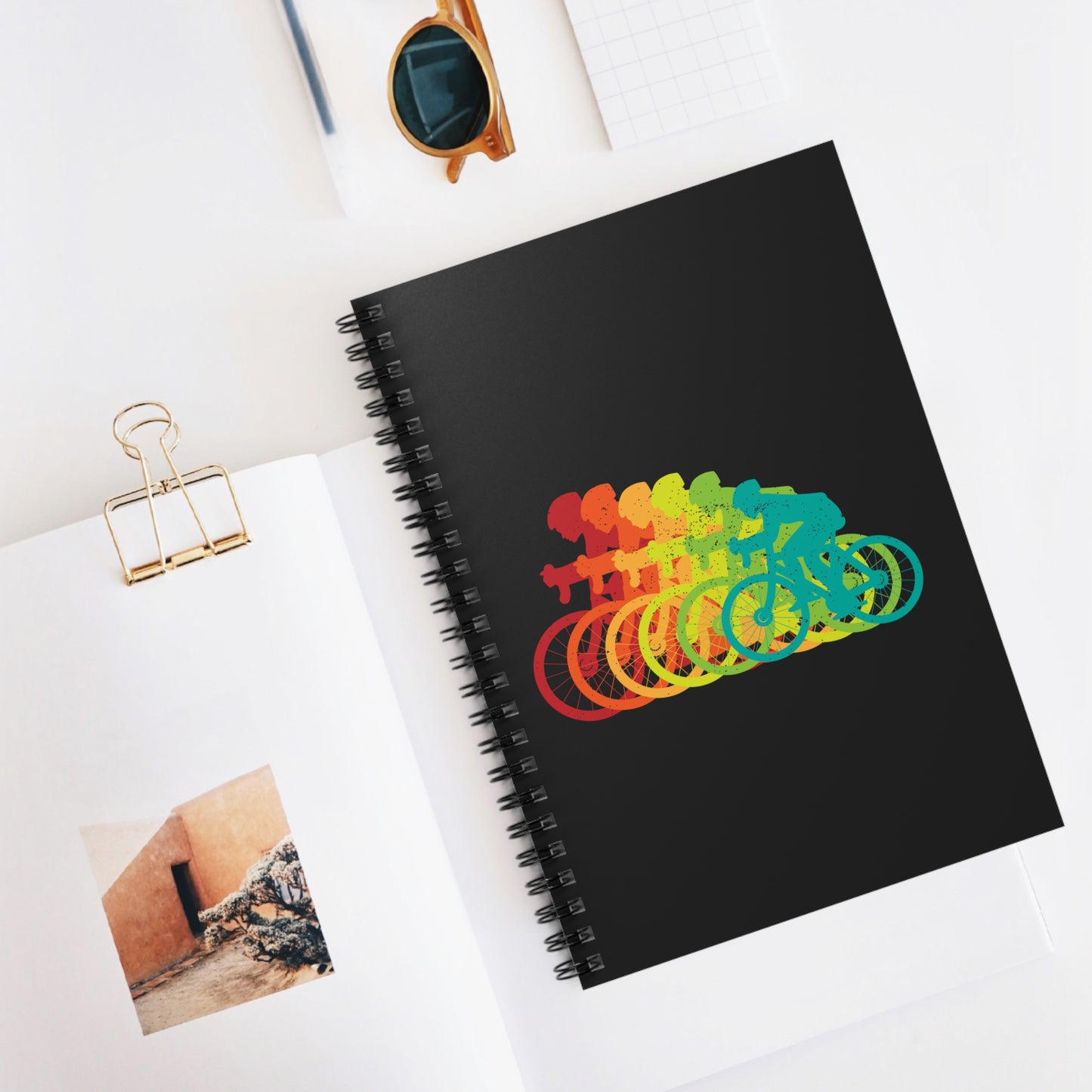Cycling Motion Spiral Notebook - Color Rider Writing Journal