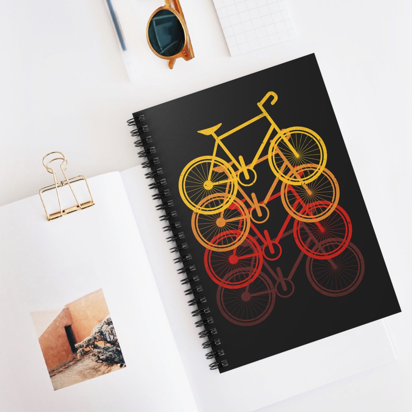 Layered Bicycle Spiral Notebook - Minimal Cycling Writing Journal