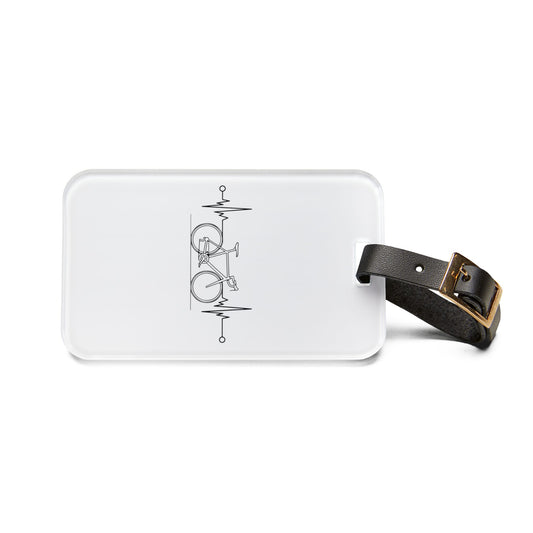 Bicycle Heartbeat Luggage Tag - Minimal Cycling Travel Tag, Bike Lover Accessory, Clean Line Bike Design