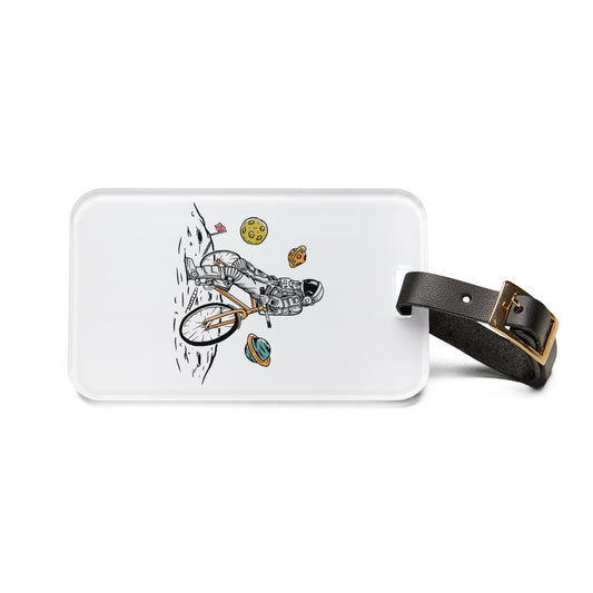 Astronaut Cycling Luggage Tag - Space Bike Travel Tag for Cyclists & Sci-Fi Fans