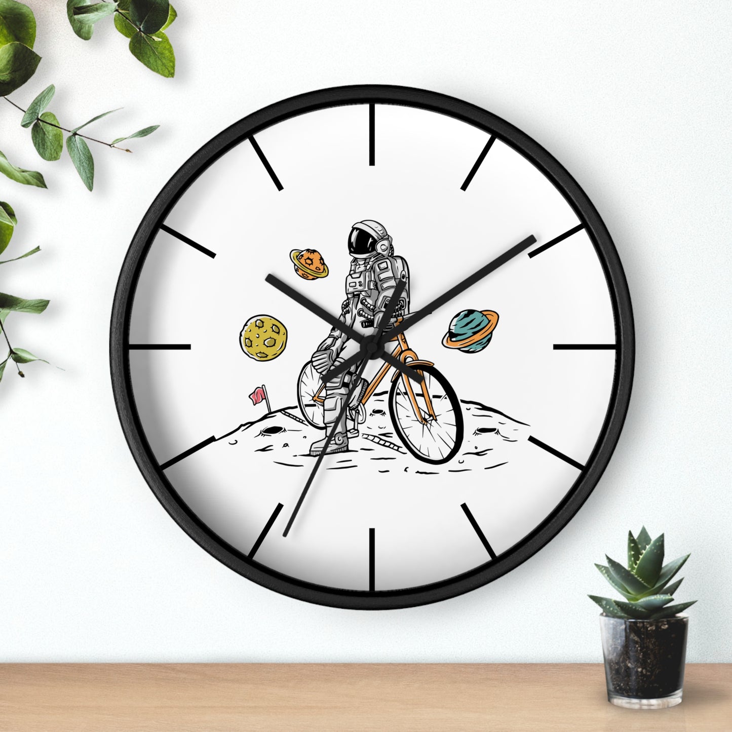 Astronaut on a Bike - Minimal Cycling Wall Clock