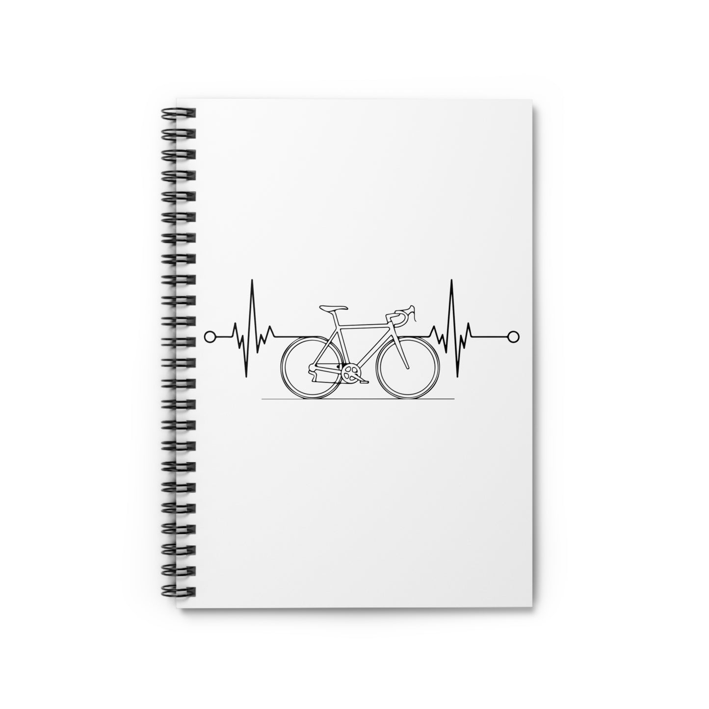Cycling Heartbeat Spiral Notebook - Minimal Bike Writing Journal