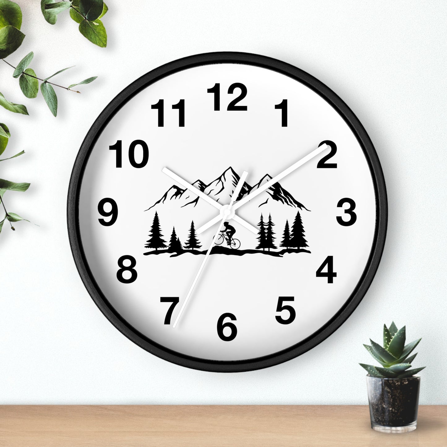 Mountain Bike Wall Clock - Outdoor Adventure Clock, Minimal Nature Home Decor