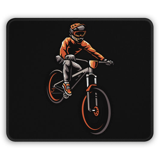 Night Mountain Bike Rider Mouse Pad - Bold Cycling Desk Decor