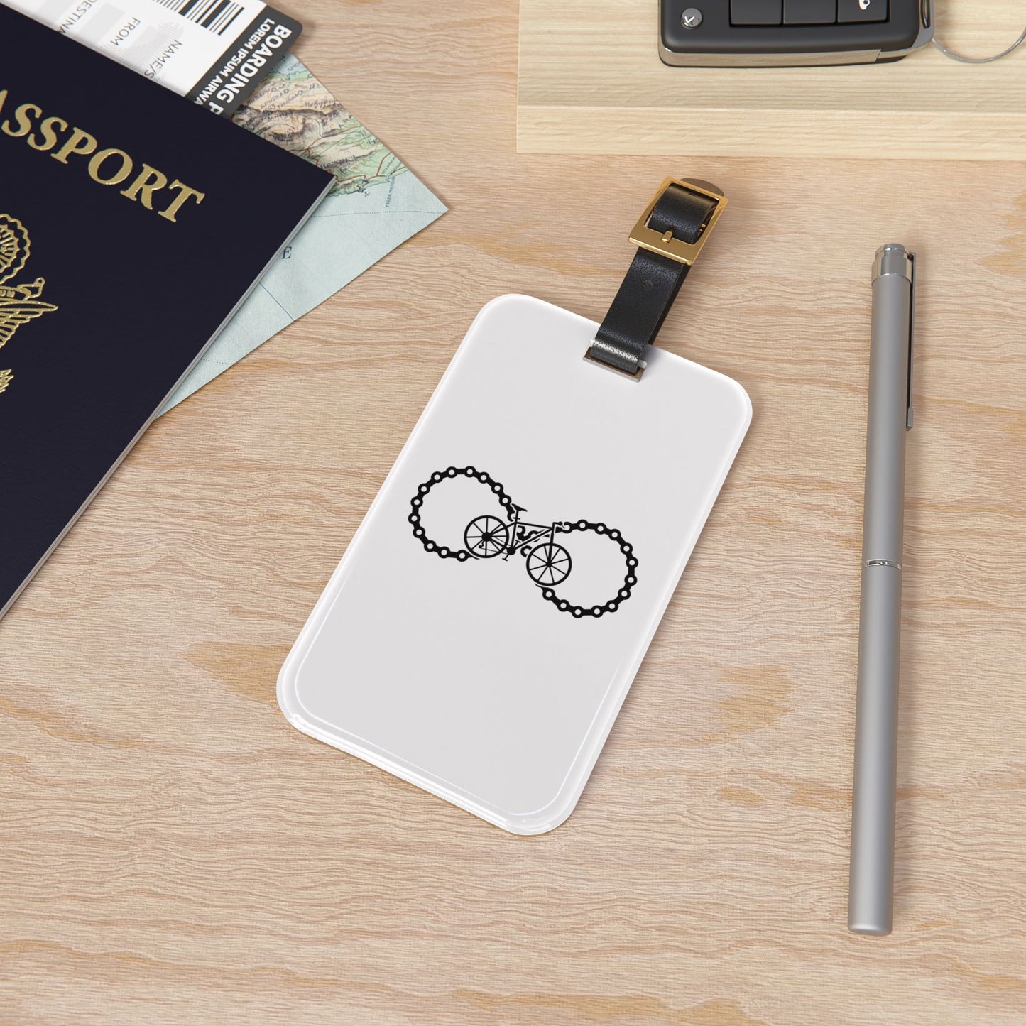 Cycling Luggage Tag Gift for Bike Lovers, Minimal Bike Infinity Travel Tag