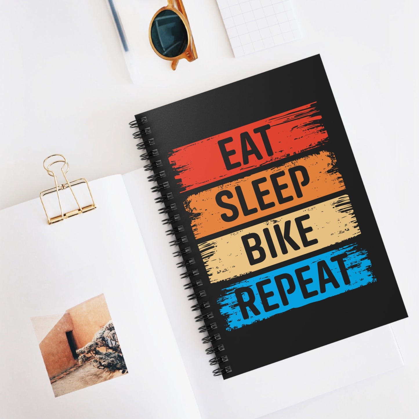 Eat Sleep Bike Repeat Spiral Notebook - Cycling Routine Writing Journal