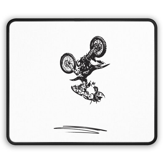 Cycling Trick Mouse Pad, Black and White Bike Art Desk Mat, Minimalist Cyclist Workspace Decor