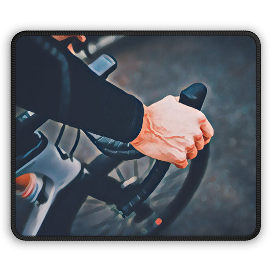 Cyclist Hands on Handlebars Mouse Pad - Calm Bike Desk Decor
