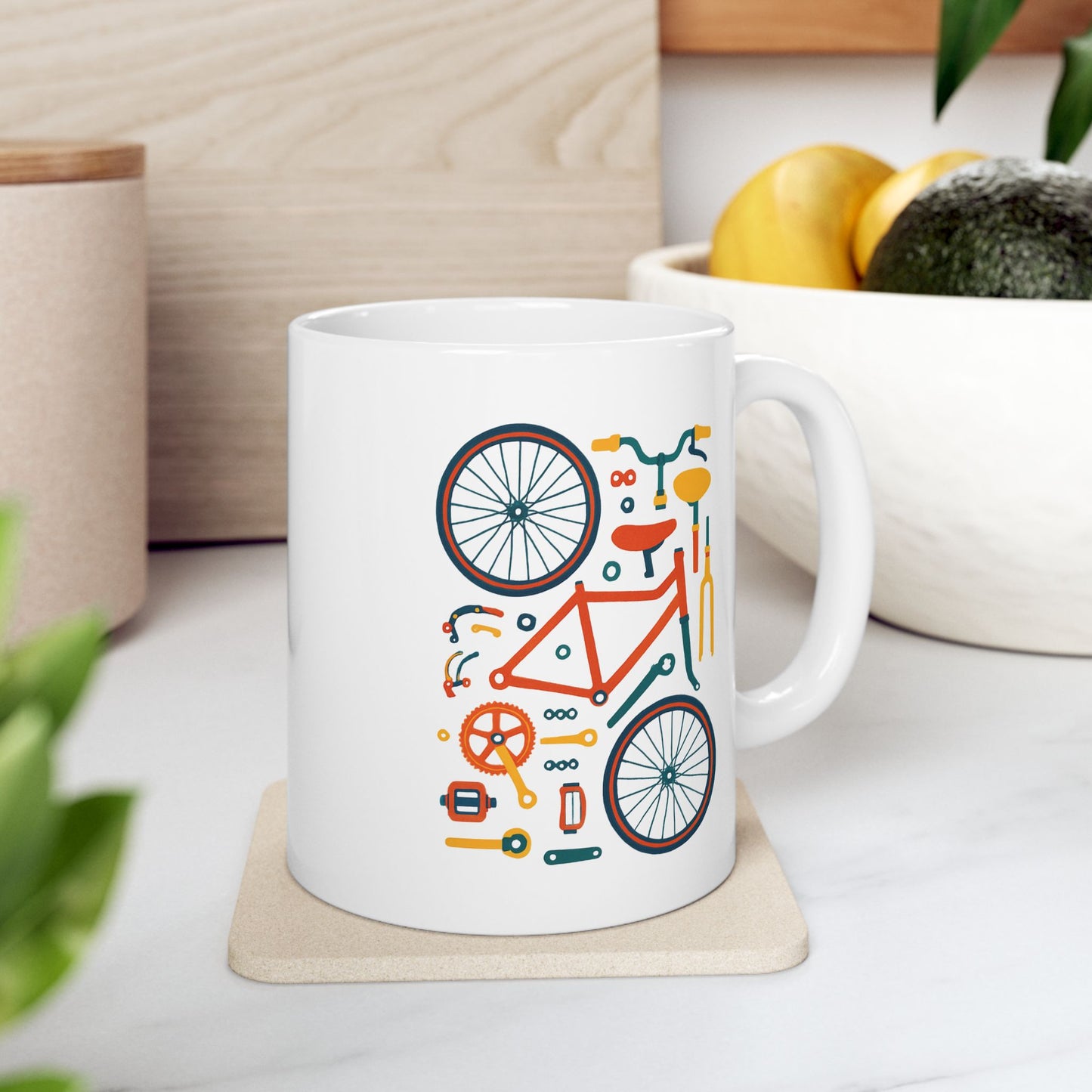 Build The Ride Mug | Bicycle Parts Flat Lay Art | Creative Cycling Coffee
