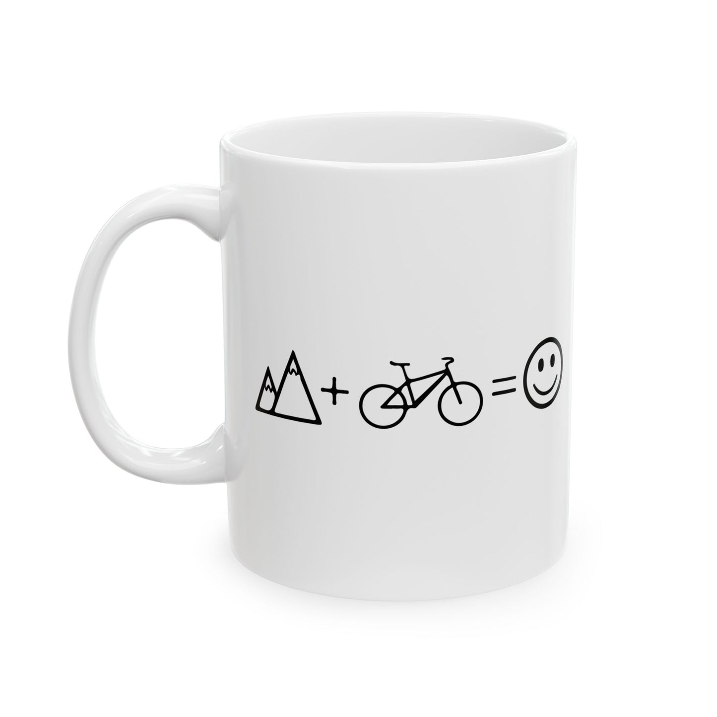 Trail Math Happiness Mug | Mountain Bike Equation Art | Adventure Coffee Mood