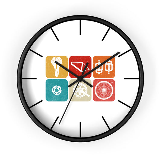 Bike Parts Grid - Minimal Cycling Wall Clock for Urban Riders
