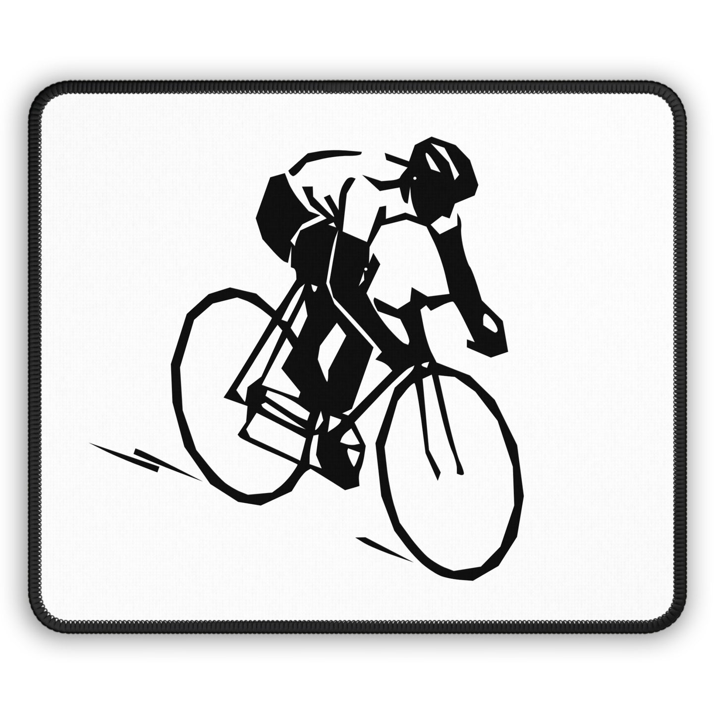 Minimal Cyclist Line Art Mouse Pad - Black and White Bike Desk Decor