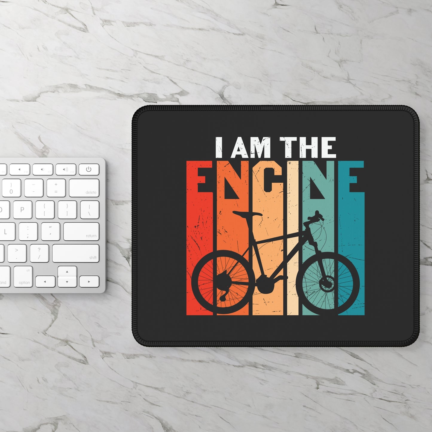 I Am the Engine Cycling Mouse Pad - Retro Bike Desk Decor