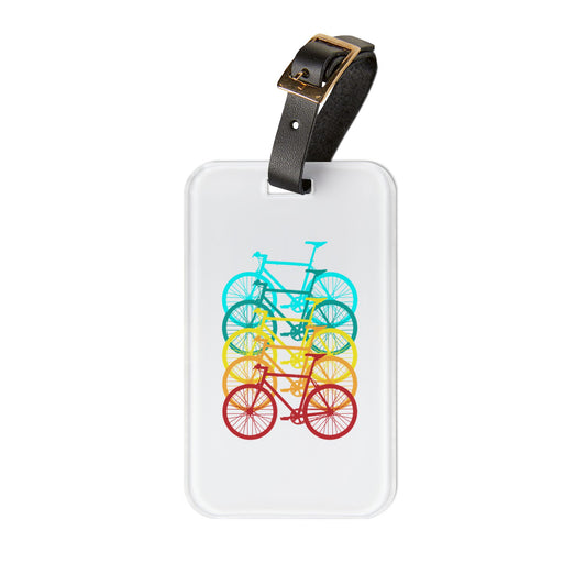 Colorful Bicycle Luggage Tag - Cycling Motion Travel Tag, Modern Bike Art, Gift for Bike Lovers