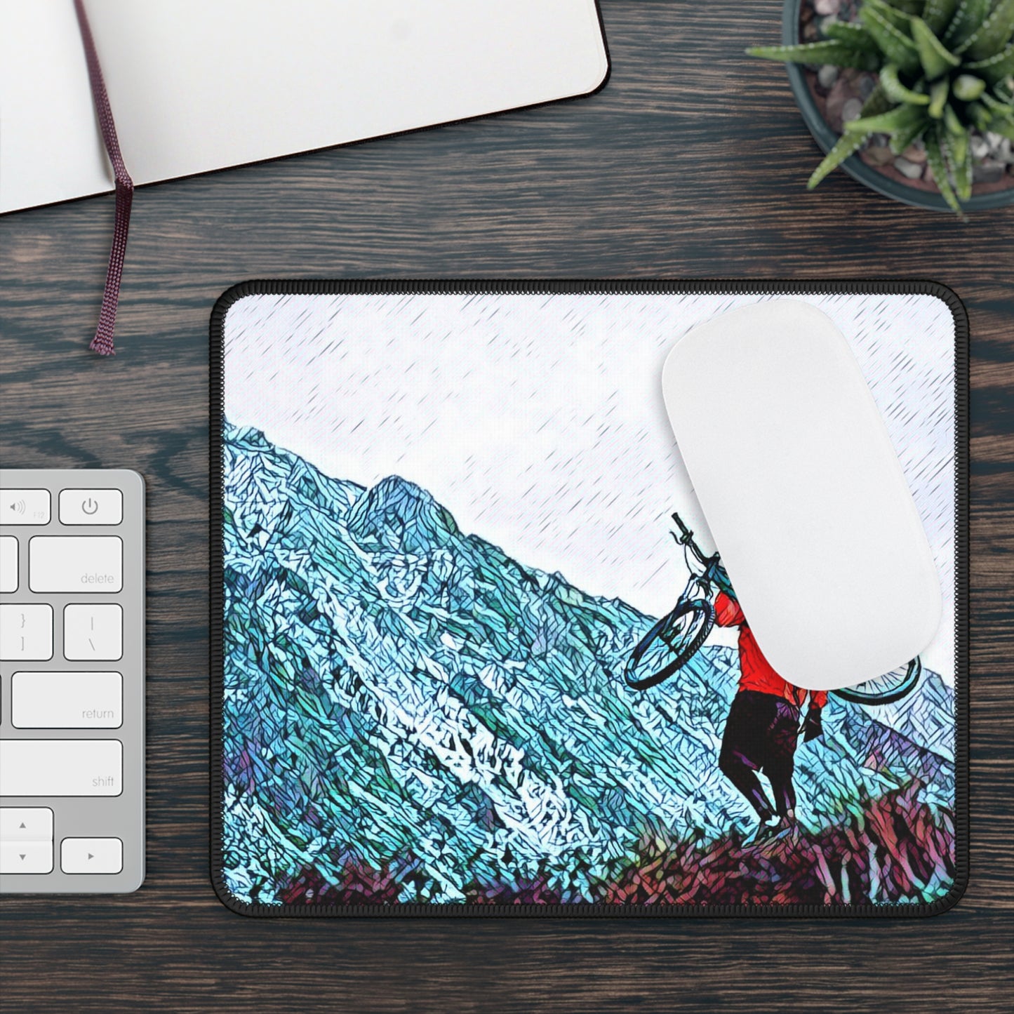Mountain Bike Journey Mouse Pad - Scenic Cycling Desk Decor