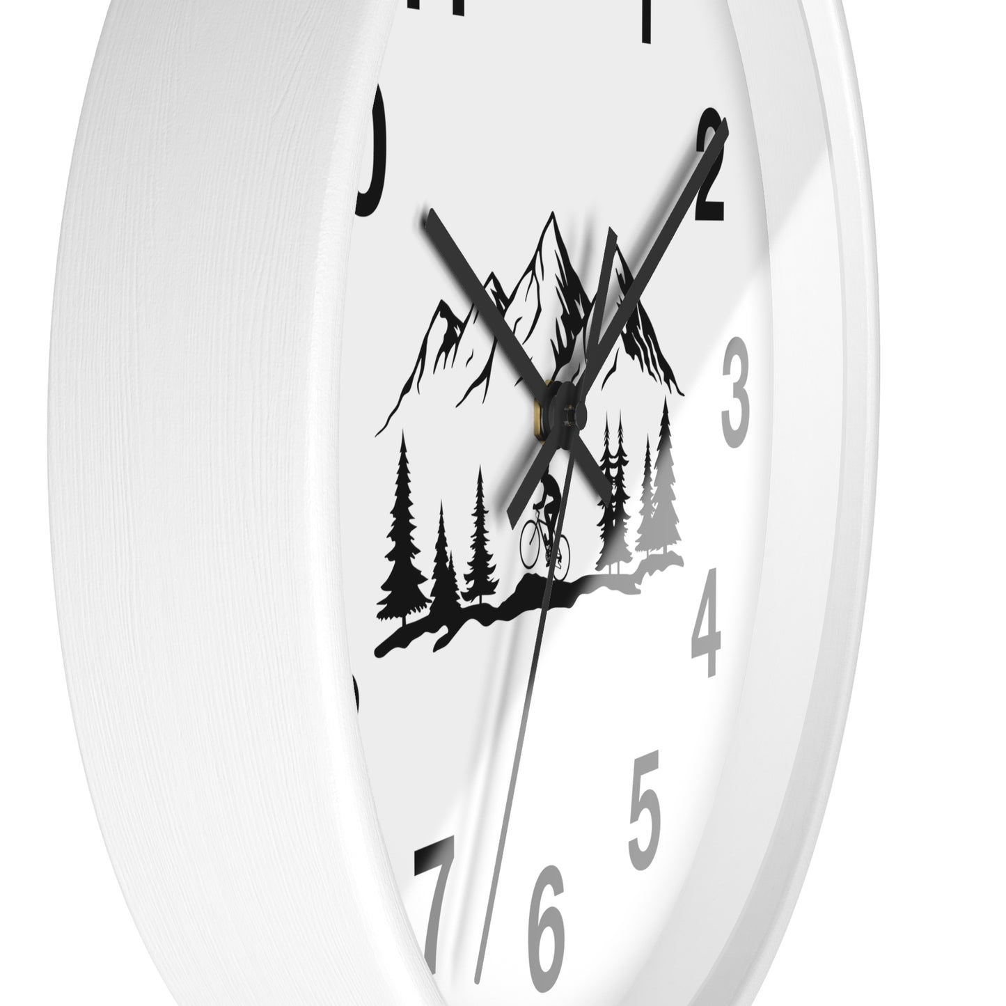 Mountain Bike Wall Clock - Outdoor Adventure Clock, Minimal Nature Home Decor