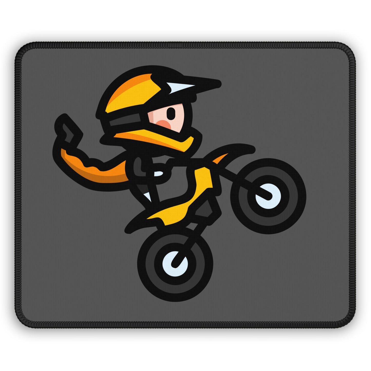 Playful Bike Stunt Illustration Mouse Pad - Fun Cycling Desk Decor