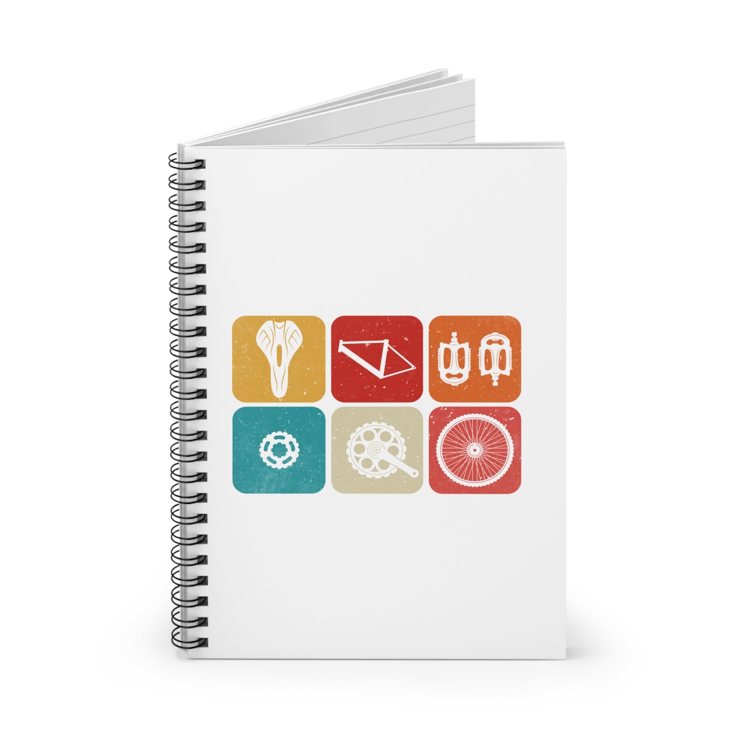 Cycling Parts Spiral Notebook - Minimal Bike Components Journal
