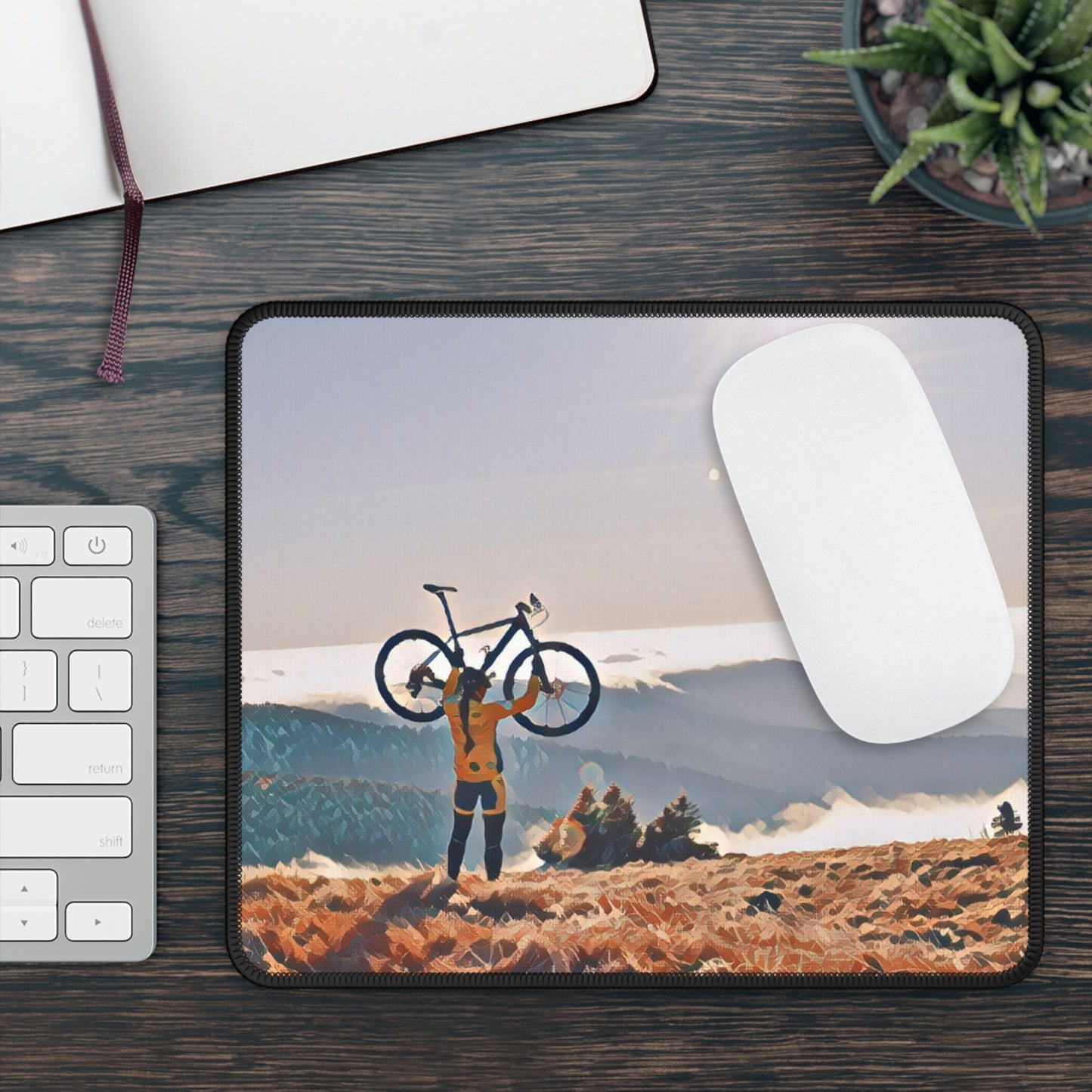 Mountain Ride Moment Mouse Pad - Scenic Cycling Desk Decor