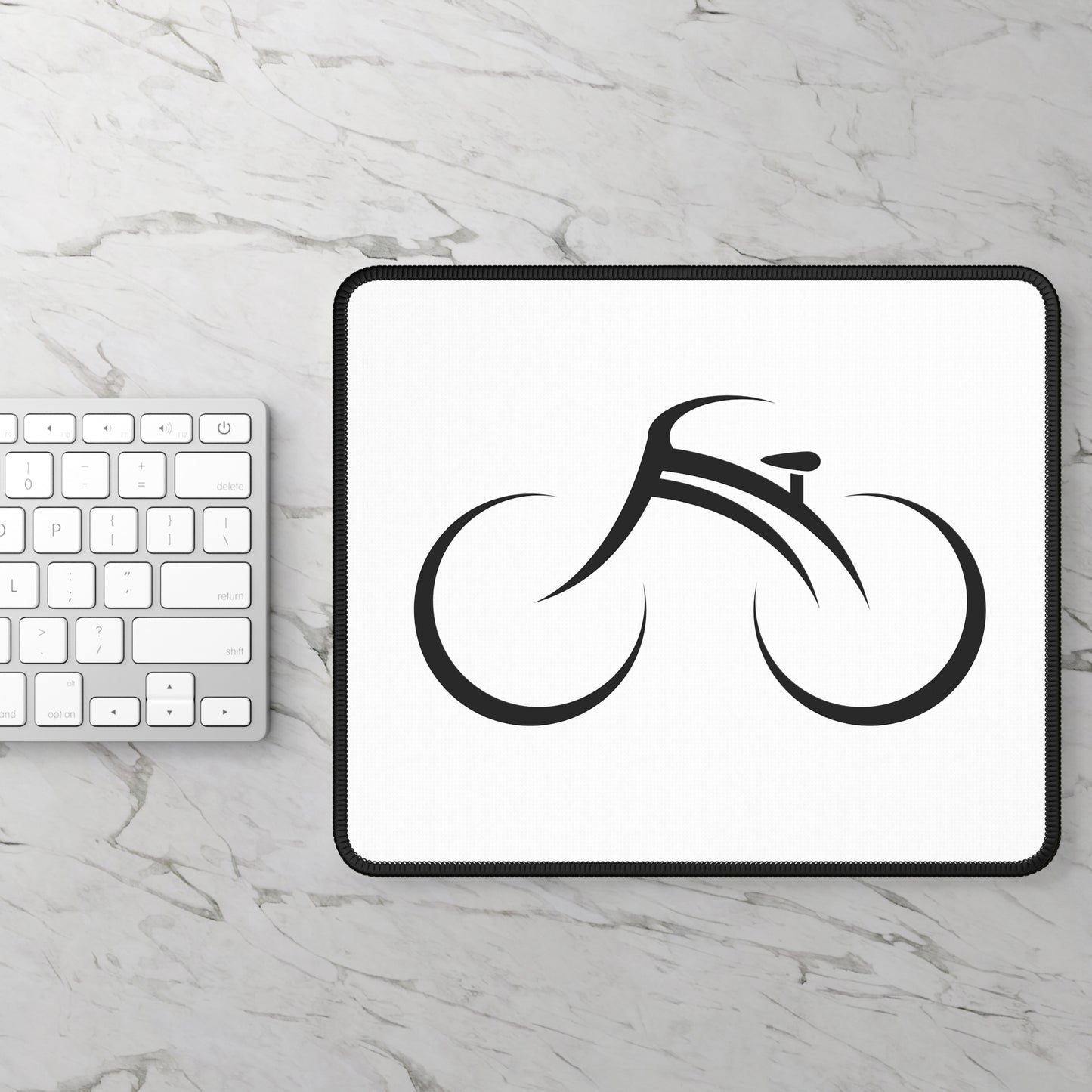 Minimal Bicycle Line Art Mouse Pad - Black and White Bike Desk Decor