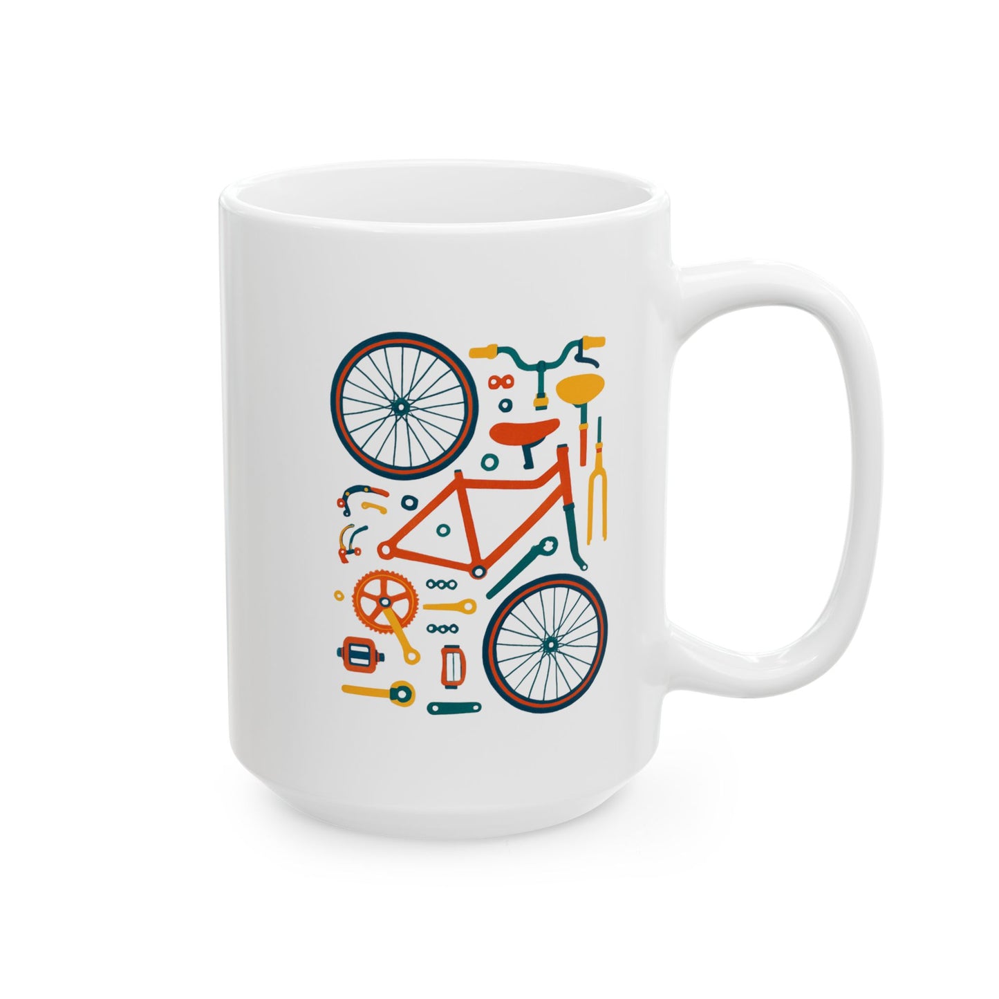 Build The Ride Mug | Bicycle Parts Flat Lay Art | Creative Cycling Coffee