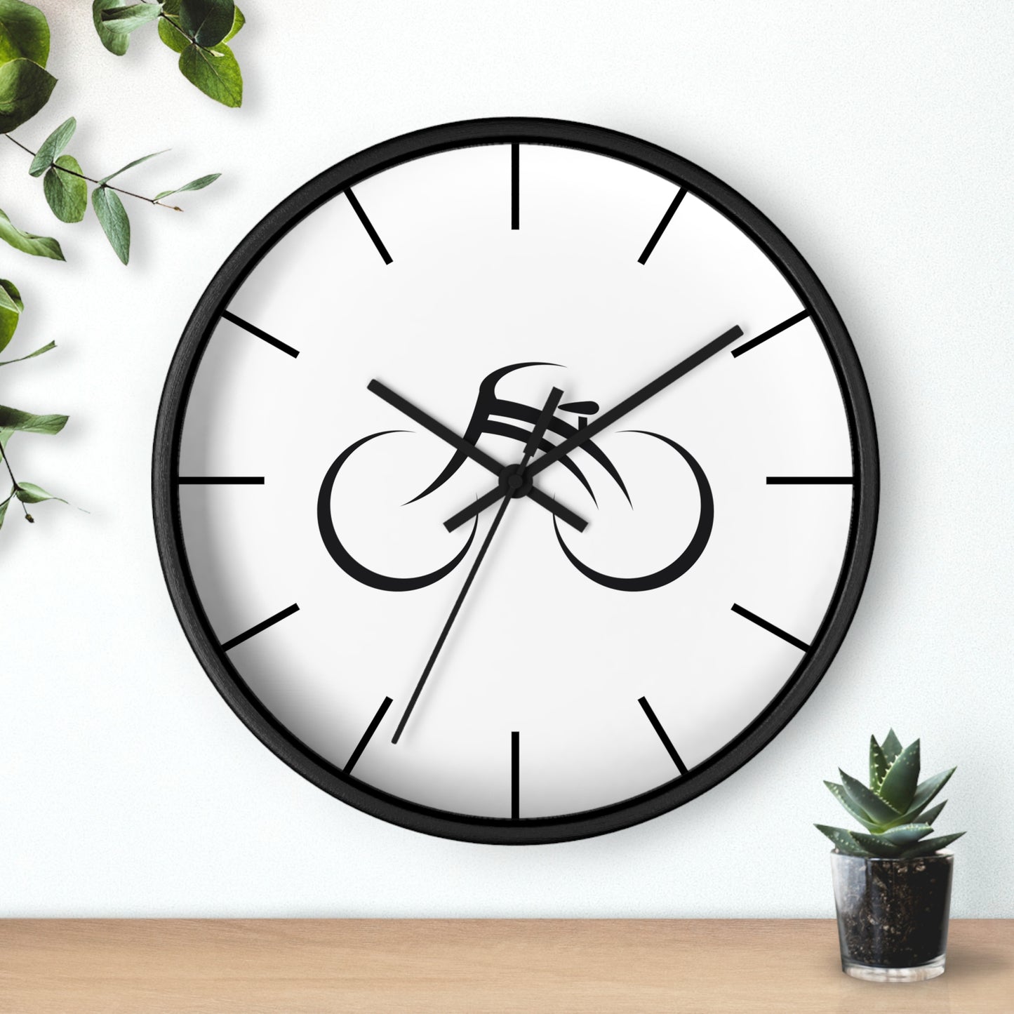 Minimal Bicycle Wall Clock - Modern Cycling Clock, Black and White Bike Home Decor