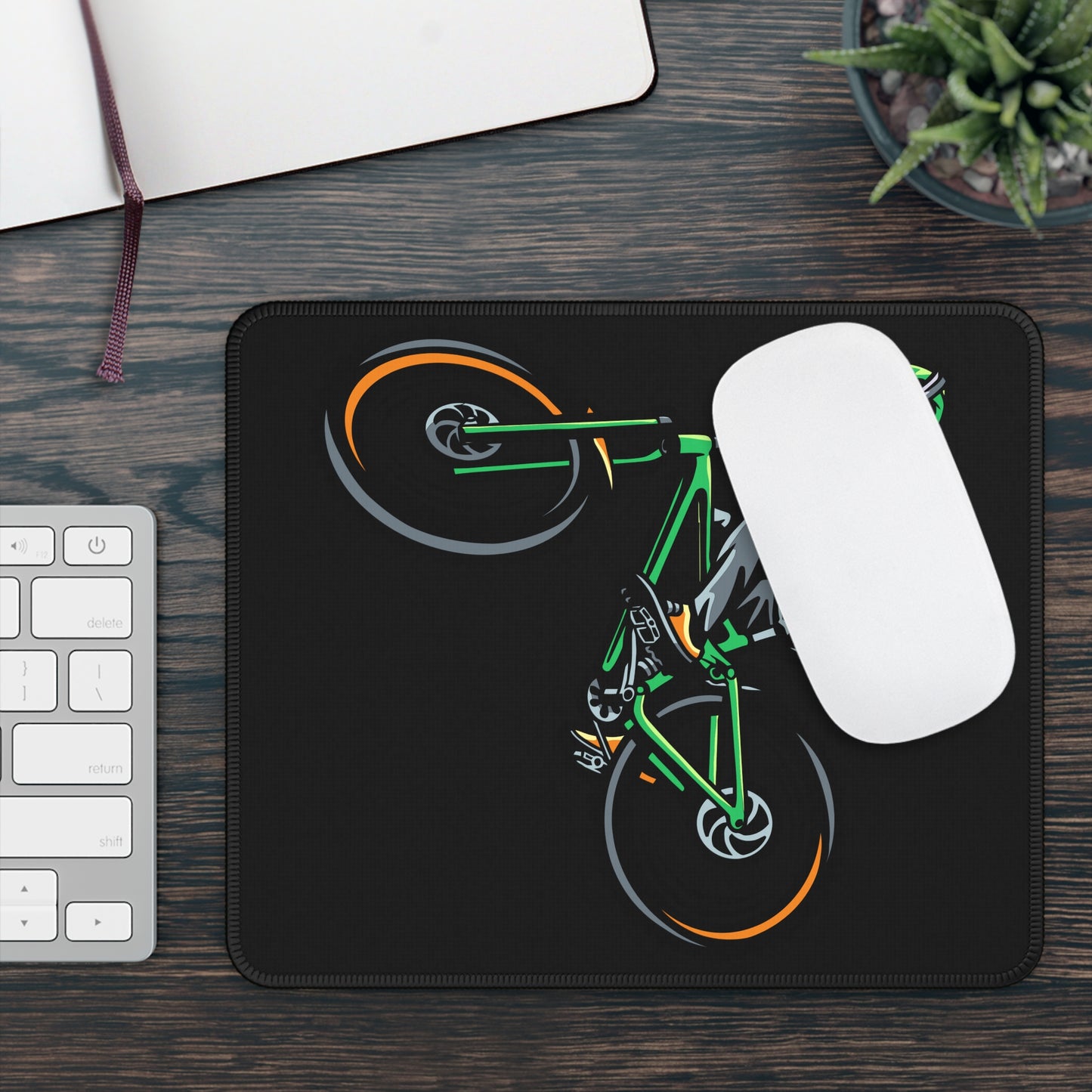 Bold Stunt Cyclist Mouse Pad - Graphic Bike Desk Decor