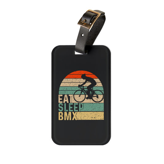 BMX Luggage Tag Gift for Cyclist, Eat Sleep BMX Retro Bike Travel Tag