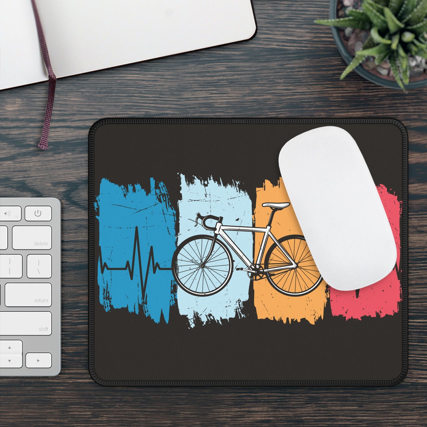 Cycling Heartbeat Mouse Pad - Graphic Bike Desk Decor