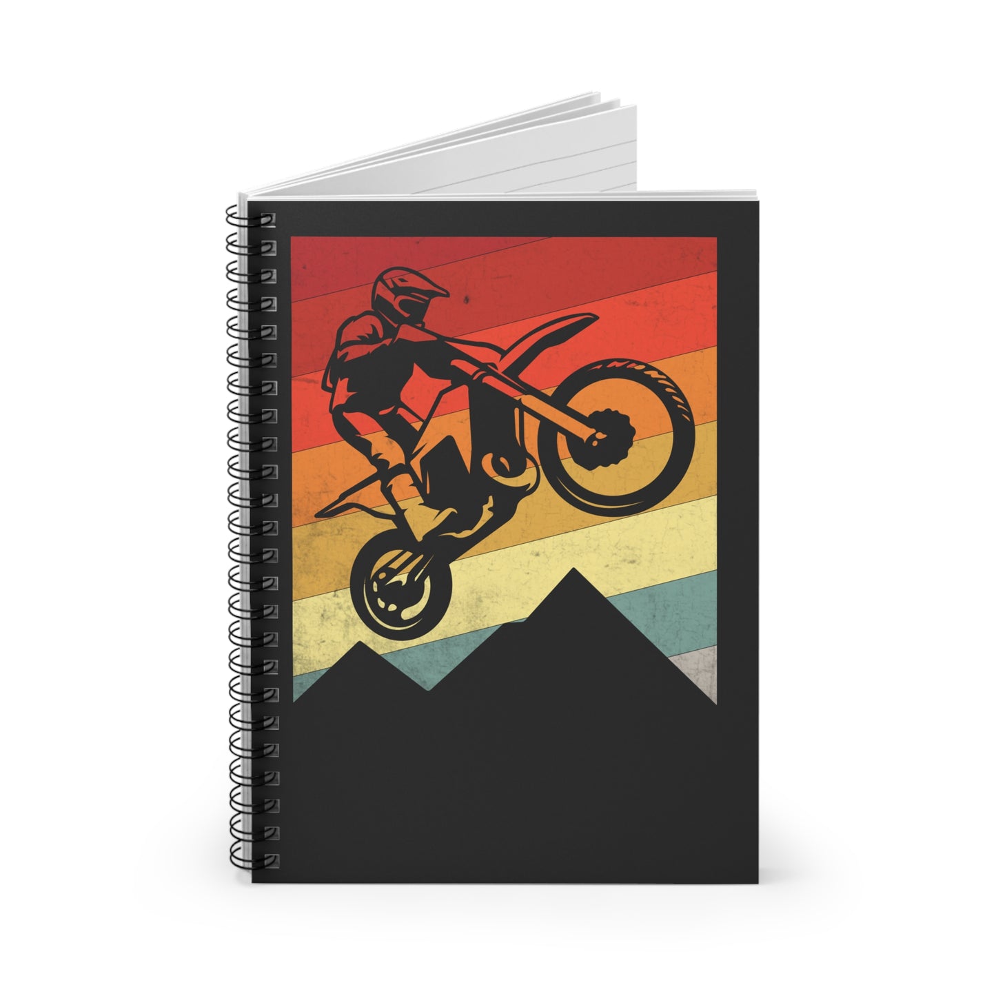 Motocross Jump Spiral Notebook - Retro Cycling Writing Journal