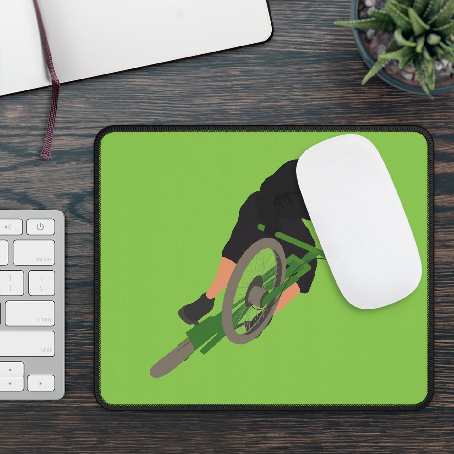 Mountain Bike Rider Mouse Pad - Modern Cycling Desk Decor