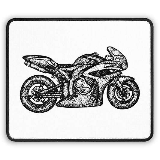 Motorcycle Sketch Mouse Pad - Minimal Black and White Bike Desk Decor, Rider Gift, Clean Motorbike Art