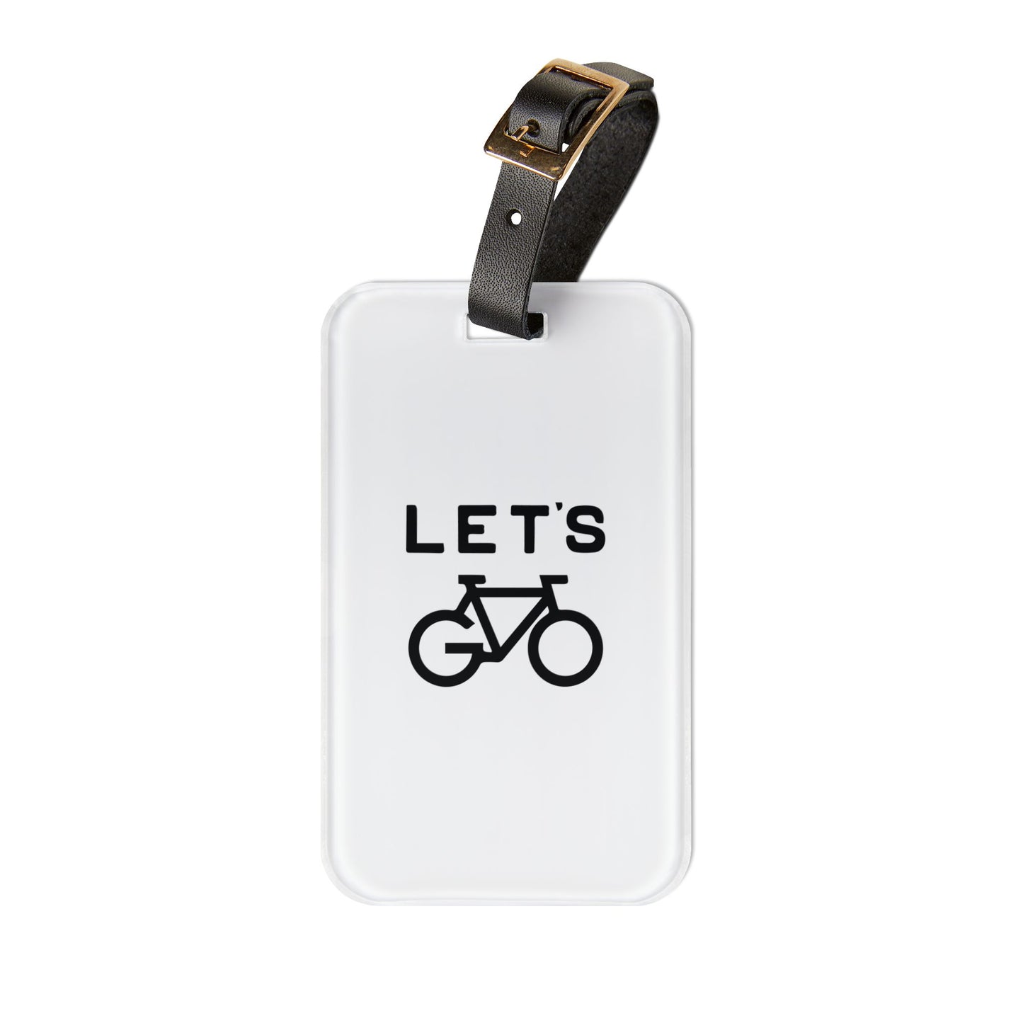 Let's Go Bicycle Luggage Tag - Cycling Gift with Leather Strap