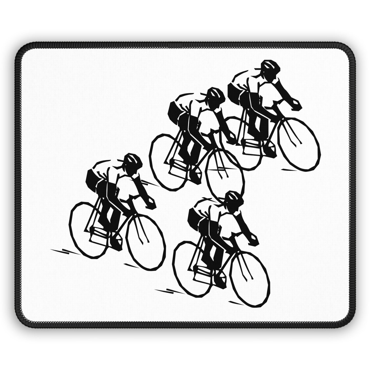 Cycling Rhythm Illustration Mouse Pad - Black and White Bike Desk Decor