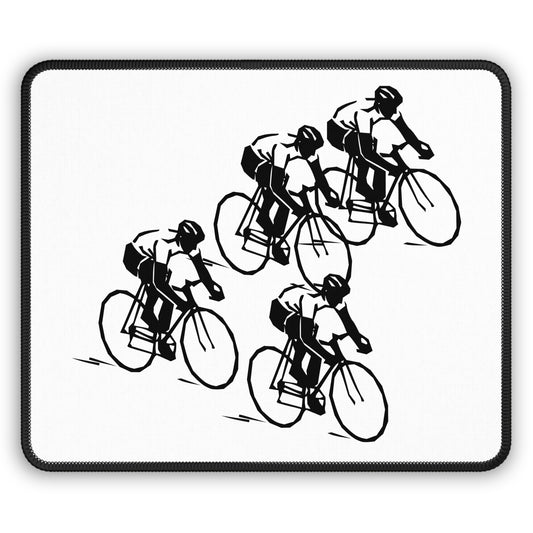 Cycling Rhythm Illustration Mouse Pad - Black and White Bike Desk Decor
