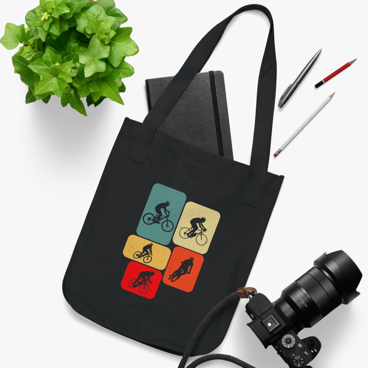 Cycling Lifestyle Tote Bag - Organic Cotton Bike Graphic Bag