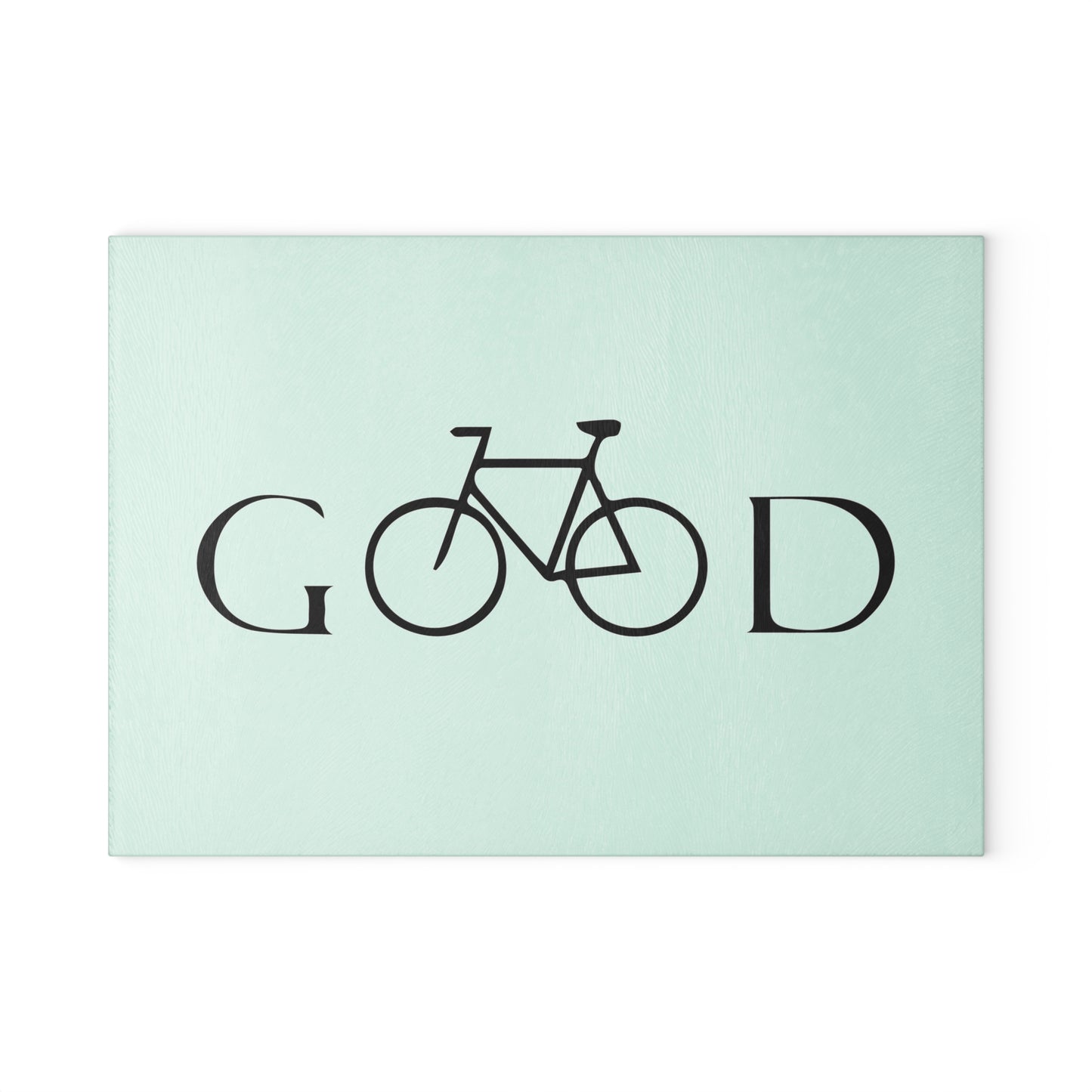 GOOD Bike Glass Cutting Board - Minimalist Bicycle Typography Design, Cycling Kitchen Decor Gift