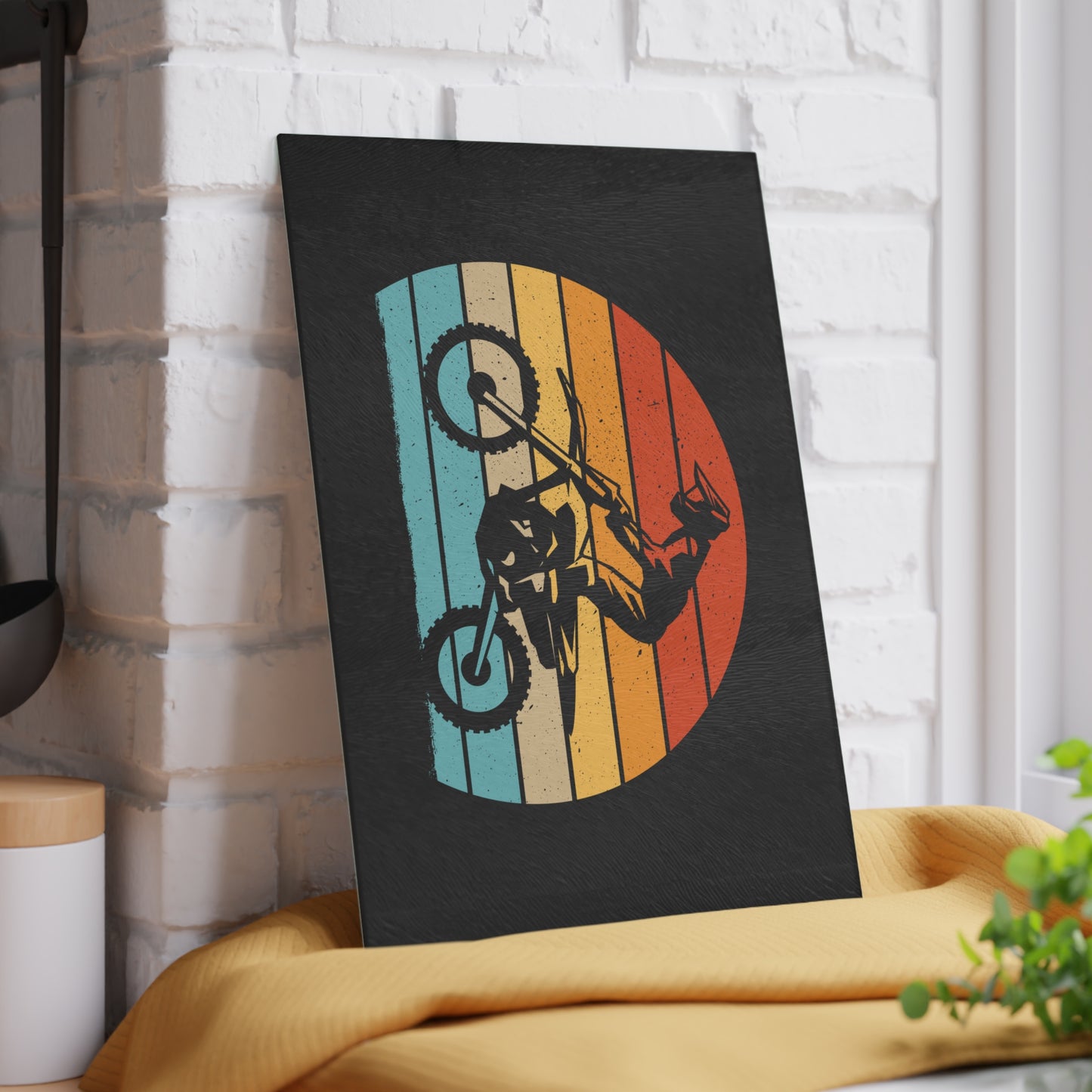 Vintage Dirt Bike - Retro Moto Glass Cutting Board