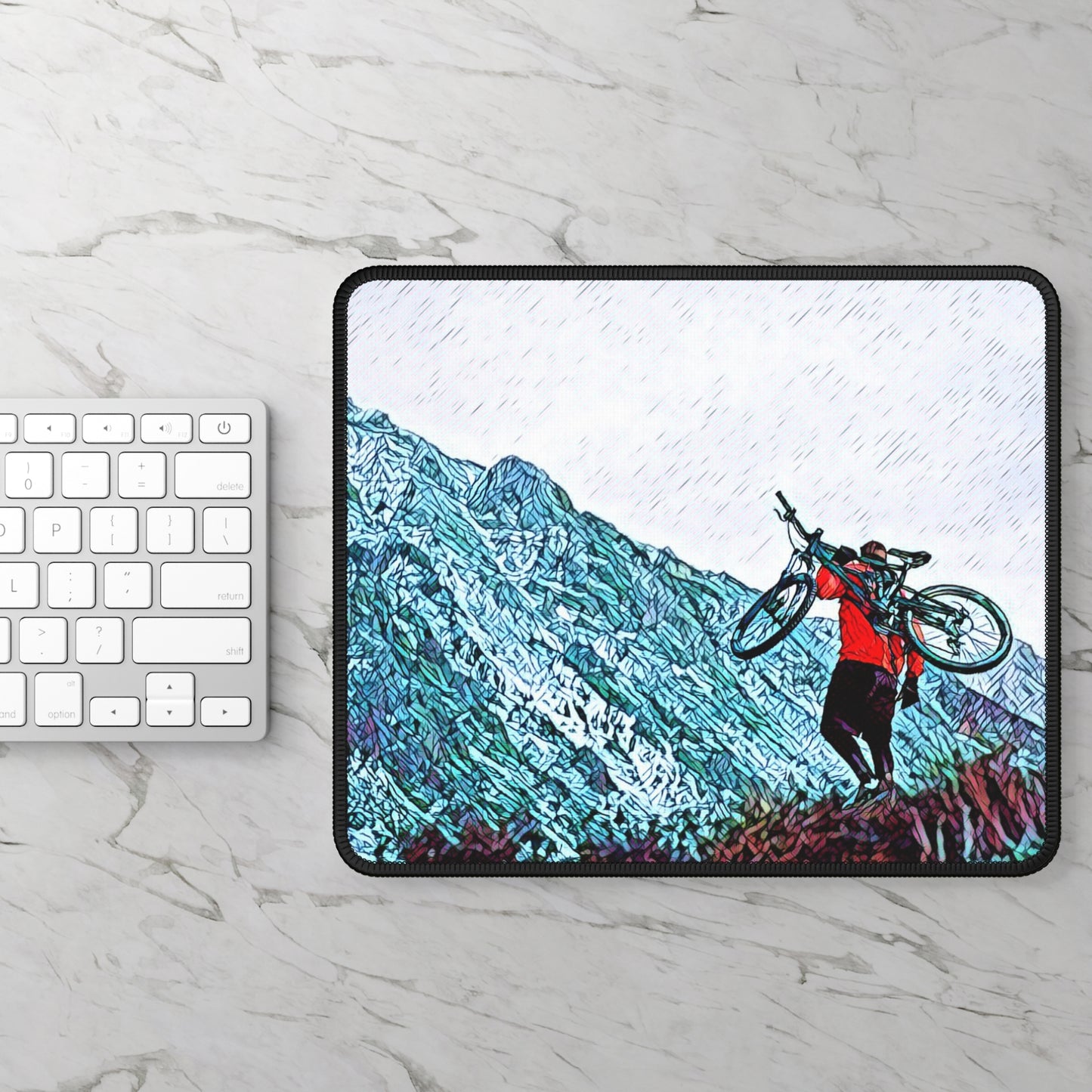 Mountain Bike Journey Mouse Pad - Scenic Cycling Desk Decor