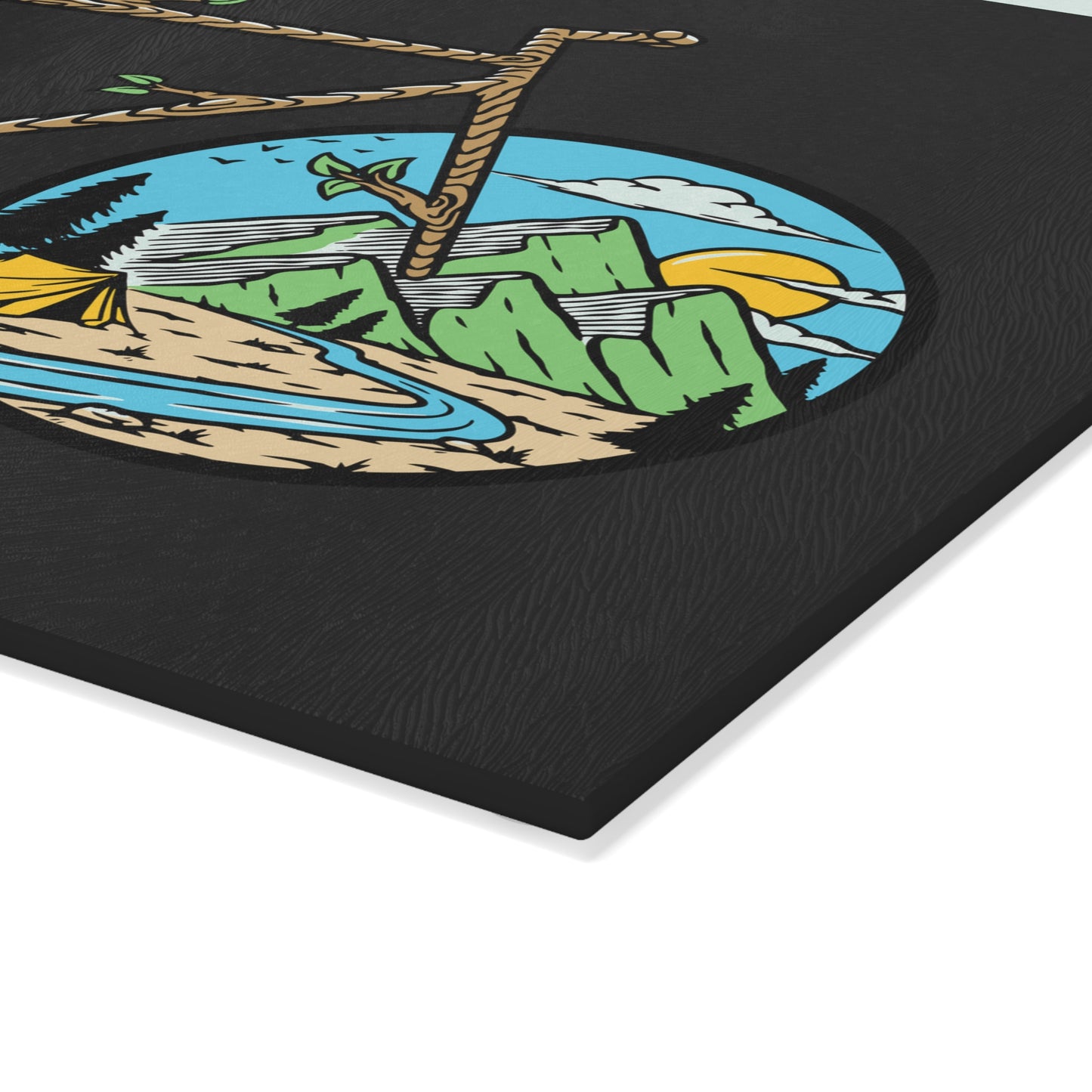 Two Roads One Bike - Nature Cycling Glass Cutting Board