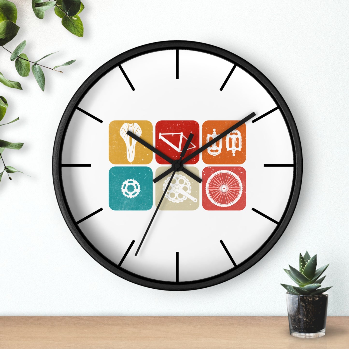 Bike Parts Grid - Minimal Cycling Wall Clock for Urban Riders