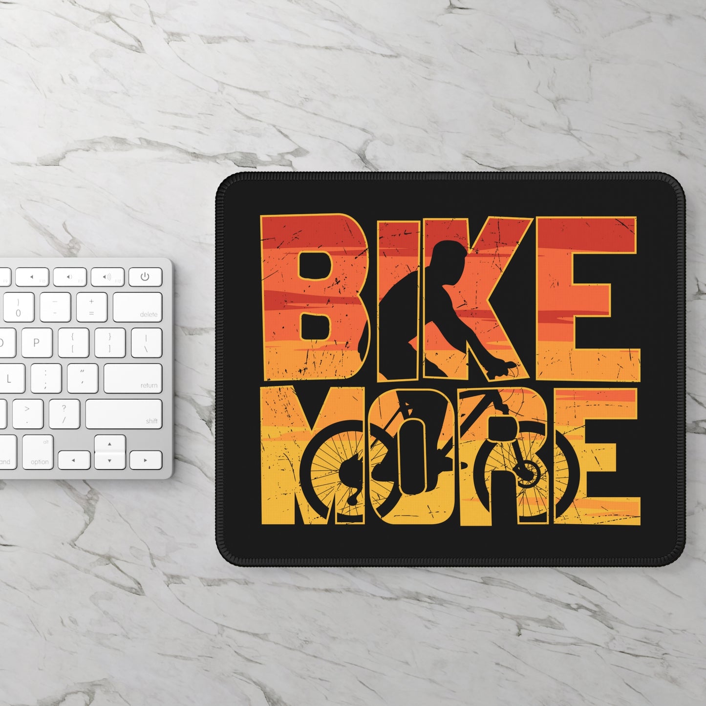 Bike More Cycling Mouse Pad - Retro Rider Desk Decor