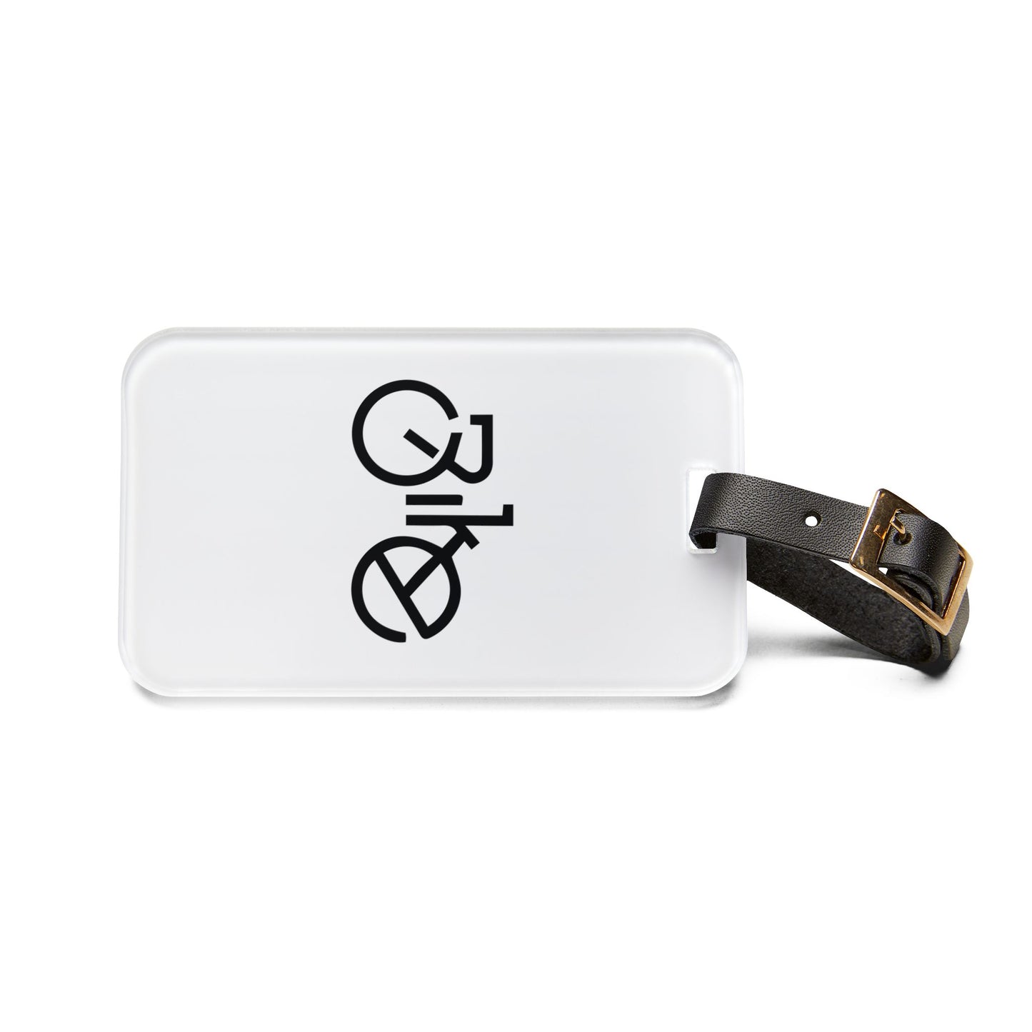 Cycling Luggage Tag Gift for Bike Lovers, Minimal Bike Logo Travel Tag with Leather Strap