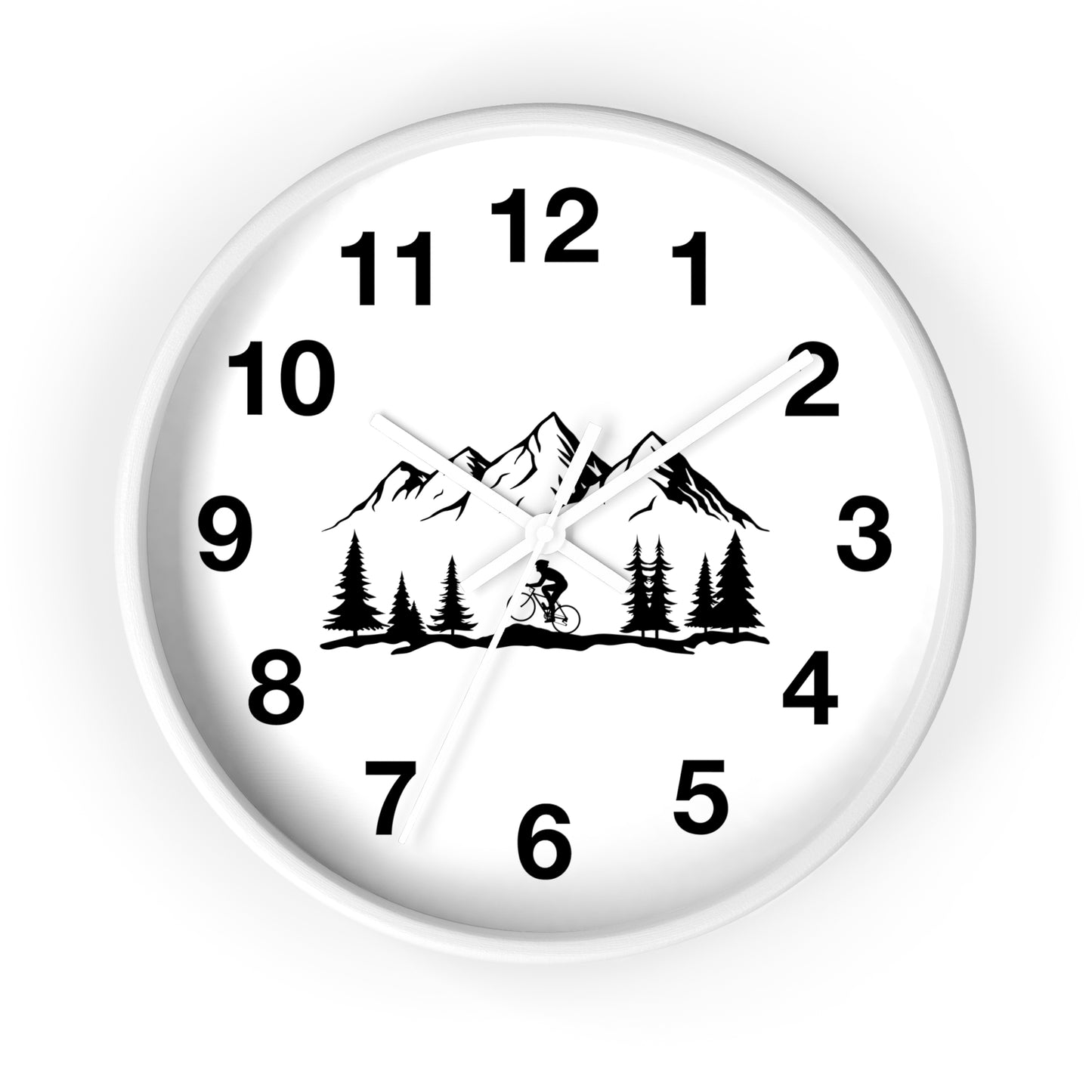 Mountain Bike Wall Clock - Outdoor Adventure Clock, Minimal Nature Home Decor