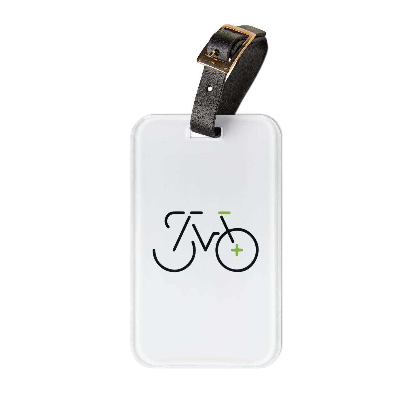 Cyclist Luggage Tag Gift - Minimal Bike Design Travel Tag with Leather Strap