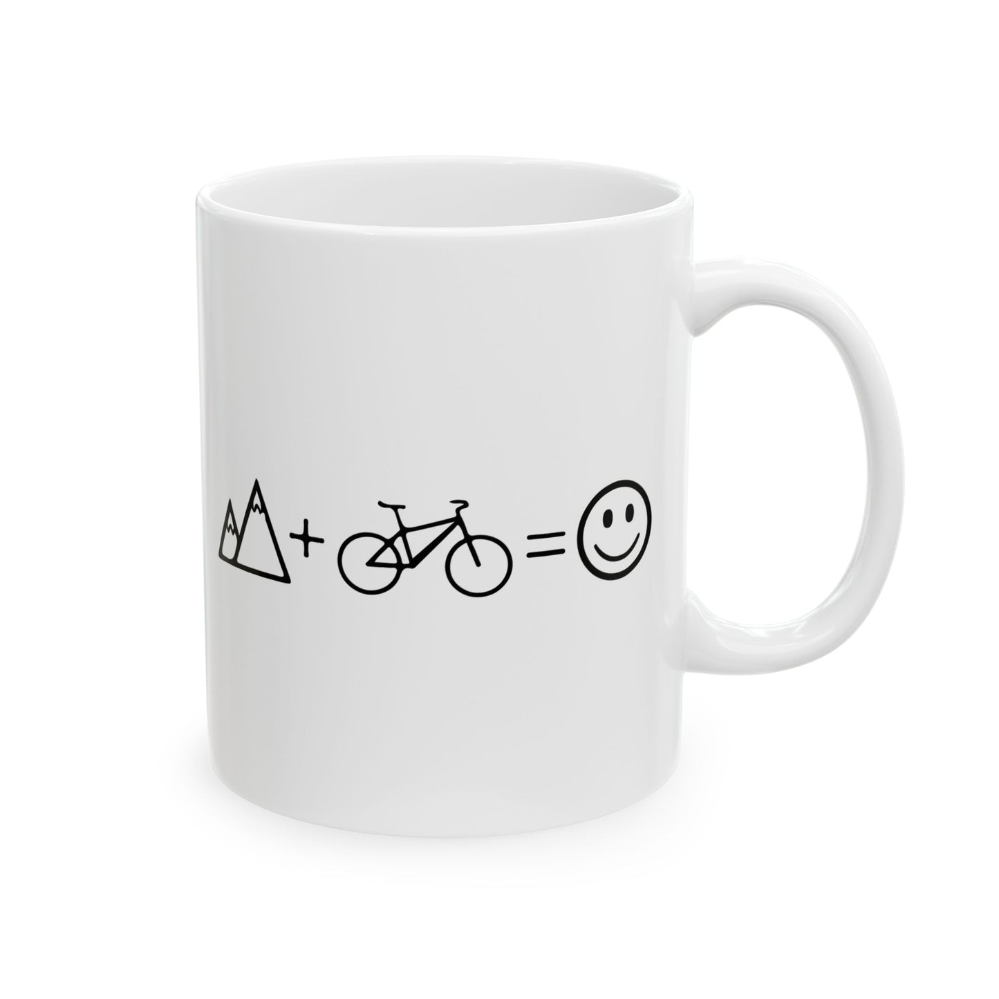 Trail Math Happiness Mug | Mountain Bike Equation Art | Adventure Coffee Mood