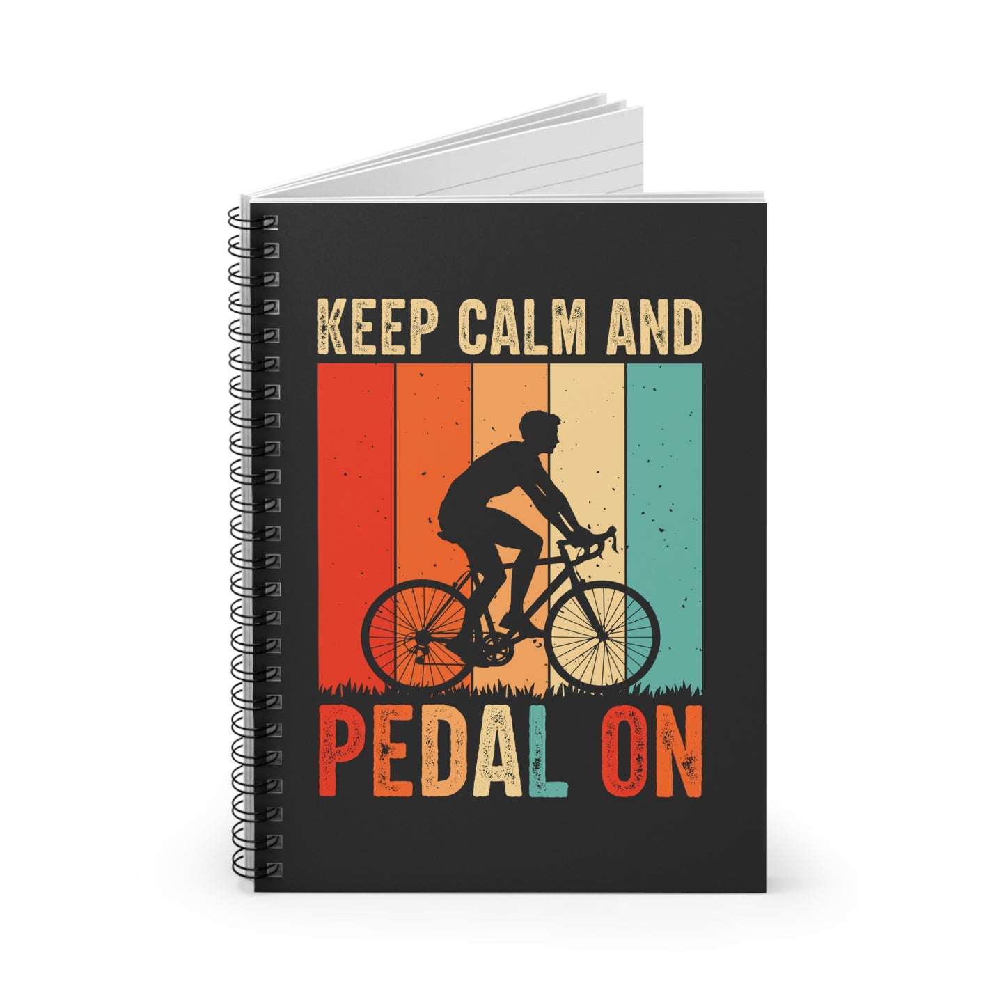 Keep Calm and Pedal On Spiral Notebook - Cycling Motivation Journal