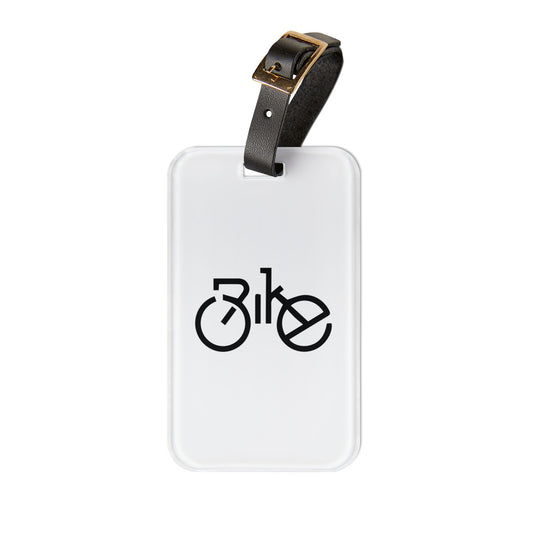 Cycling Luggage Tag Gift for Bike Lovers, Minimal Bike Logo Travel Tag with Leather Strap